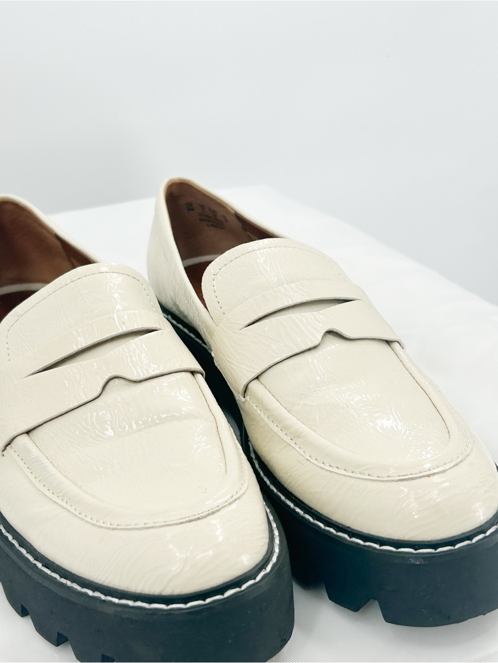 Franco Sarto Balin Chunky Loafers Cream Putty White 8 - Picture 3 of 10